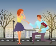Junge Paare in der Liebe Mann und Frau auf einem romantischen Datum in der Straße der alten Stadt Auch im corel abgehobenen Betra stock abbildung Junge Paare in der Liebe Mann und Frau auf einem romantischen Datum in der Straße der alten Stadt Auch im corel abgehobenen Betra stock abbildung