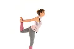 Junges schönes blondes Mädchen, das ihren Fuß, übende Eignung pilates wellenartig bewegt stockfoto Junges schönes blondes Mädchen, das ihren Fuß, übende Eignung pilates wellenartig bewegt stockfoto