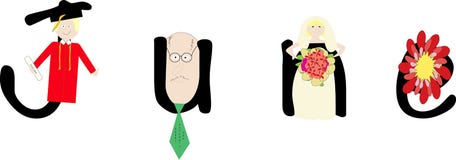 Juni illustration med akademikert, farsan, bruden och blomman vektor illustrationer Juni illustration med akademikert, farsan, bruden och blomman vektor illustrationer