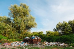 Junkyard in then nature - Containers full of trash - no separation. stock images Junkyard in then nature - Containers full of trash - no separation. stock images