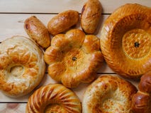 Just Made Traditional Uzbek Bread On Dark Background Stock Photography Just Made Traditional Uzbek Bread On Dark Background Stock Photography
