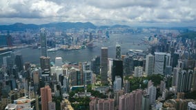 4k aerial hyperlapse video of Victoria Harbour in Hong Kong