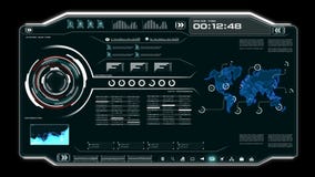 4K animatieui Gebruikersinterface met van de gegevenshud pi van de wereldkaart het vakje van de de bartekst lijst en element op d vector illustratie 4K animatieui Gebruikersinterface met van de gegevenshud pi van de wereldkaart het vakje van de de bartekst lijst en element op d vector illustratie