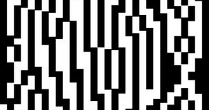 4k black and white background: random moving pixelated stripes.