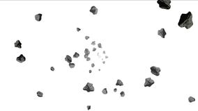 4k Meteorite mining stone tumbling space universe,coal ore debris particles.