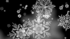 4k Snowflake fall, winter snow background, romantic Christmas particle backdrop.