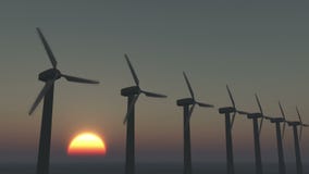 4k Windmill Turbines Clean At Sunrise timelapse,Green Wind Energy,new power.