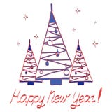 Kaart met multi-colored decoratieve Kerstbomen stock illustratie Kaart met multi-colored decoratieve Kerstbomen stock illustratie