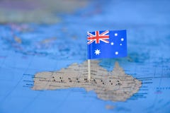 Kaart met vlag van Australi? stock afbeelding Kaart met vlag van Australi? stock afbeelding