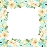 Kader met blauwe en witte bloemen Vector illustratie royalty-vrije illustratie Kader met blauwe en witte bloemen Vector illustratie royalty-vrije illustratie