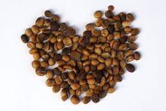 Kaffee sät Herzform auf weißem Hintergrund lizenzfreies stockbild Kaffee sät Herzform auf weißem Hintergrund lizenzfreies stockbild