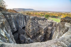 Kailastempel in Ellora-holen complex in India royalty-vrije stock afbeelding Kailastempel in Ellora-holen complex in India royalty-vrije stock afbeelding