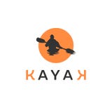 Kajaka logo inspiracje z słońca tłem royalty ilustracja Kajaka logo inspiracje z słońca tłem royalty ilustracja