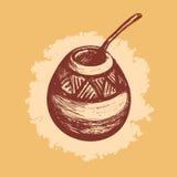 Kalabas och Bombilla Mate Tea Isolerat anmärka royaltyfri illustrationer Kalabas och Bombilla Mate Tea Isolerat anmärka royaltyfri illustrationer