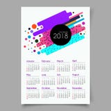Kalendarz 2018 Retro rocznik 80s lub 90s mody styl Memphis karty Modni geometryczni elementy Modni kolory 10 eps royalty ilustracja Kalendarz 2018 Retro rocznik 80s lub 90s mody styl Memphis karty Modni geometryczni elementy Modni kolory 10 eps royalty ilustracja