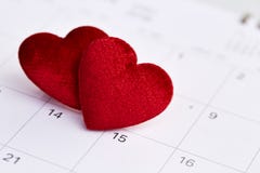 Kalender aan Valentijnskaartendag Stock Fotografie Kalender aan Valentijnskaartendag Stock Fotografie