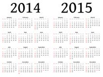 Kalender för 2014 och 2015 i vektor stock illustrationer Kalender för 2014 och 2015 i vektor stock illustrationer