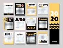 Kalender 2020 Het Jaar Van De Rat Vector Illustratie Kalender 2020 Het Jaar Van De Rat Vector Illustratie