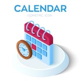 Kalender med klockasymbolen isometrisk kalender 3D med klockatecknet Skapat f?r mobil, reng?ringsduk, dekor, tryckprodukter, appl stock illustrationer Kalender med klockasymbolen isometrisk kalender 3D med klockatecknet Skapat f?r mobil, reng?ringsduk, dekor, tryckprodukter, appl stock illustrationer