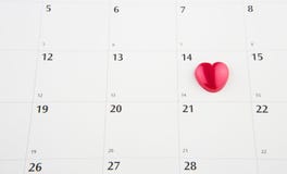 Kalender met Valentine Heart Shape IV Royalty-vrije Stock Fotografie