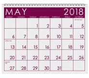 Kalender 2018: Monat Mai mit Mutter ` s Tag lizenzfreie abbildung Kalender 2018: Monat Mai mit Mutter ` s Tag lizenzfreie abbildung