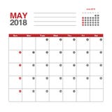 Kalender voor Mei 2018 Stock Afbeeldingen Kalender voor Mei 2018 Stock Afbeeldingen