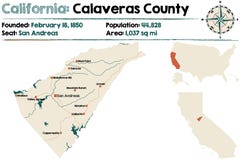 Kalifornia, Calaveras okręgu administracyjnego mapa - ilustracja wektor Kalifornia, Calaveras okręgu administracyjnego mapa - ilustracja wektor