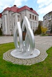 Kaliningrad, Rusland Een gedenkwaardig teken ter ere van verjaardag 100 van Gumbinnensky-slag tegen Historische en kunstmuseu royalty-vrije stock foto's Kaliningrad, Rusland Een gedenkwaardig teken ter ere van verjaardag 100 van Gumbinnensky-slag tegen Historische en kunstmuseu royalty-vrije stock foto's