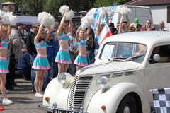 Kaliningrad, Russie - 25 mai 2019 : Festival international de r?tros voitures ?v?nement ?ombre d'or de Koenigsberg ? photos libres de droits Kaliningrad, Russie - 25 mai 2019 : Festival international de r?tros voitures ?v?nement ?ombre d'or de Koenigsberg ? photos libres de droits