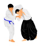 Kampf zwischen Symbolillustration mit zwei Aikidokämpfern Auseinandersetzung auf Ausbildungsaktion Frau in einem dunklen Weg lizenzfreie abbildung Kampf zwischen Symbolillustration mit zwei Aikidokämpfern Auseinandersetzung auf Ausbildungsaktion Frau in einem dunklen Weg lizenzfreie abbildung