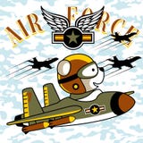 Kampfflugzeugkarikatur mit lustigem Piloten vektor abbildung Kampfflugzeugkarikatur mit lustigem Piloten vektor abbildung
