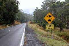 Kangaroo And Wombat Road Sign 1 Stock Photo