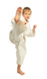 Karate Boy Kick A Leg Royalty Free Stock Images