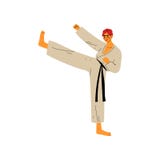 Karatevechter die Krachtige Schop, Mannelijke Atleet Character in Kimono het Vechten, Actieve Gezonde Levensstijl, Japan doen vector illustratie Karatevechter die Krachtige Schop, Mannelijke Atleet Character in Kimono het Vechten, Actieve Gezonde Levensstijl, Japan doen vector illustratie