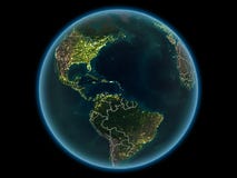 Karibische Meere auf Planet Erde vom Raum nachts lizenzfreie stockfotografie Karibische Meere auf Planet Erde vom Raum nachts lizenzfreie stockfotografie