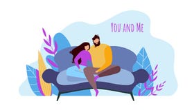 Karikatur-Mann-Frau verbinden auf Sofa zusammen sitzen vektor abbildung Karikatur-Mann-Frau verbinden auf Sofa zusammen sitzen vektor abbildung