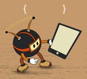 Karikatur mit Tablettenvektor Stockfotografie Karikatur mit Tablettenvektor Stockfotografie