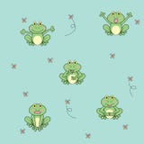 Karikaturfrosch mit nahtlosem Muster der Insekten stock abbildung Karikaturfrosch mit nahtlosem Muster der Insekten stock abbildung