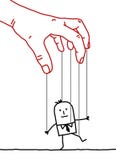 Karikaturgeschäftsmann - Marionette lizenzfreie abbildung Karikaturgeschäftsmann - Marionette lizenzfreie abbildung