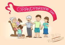 Karikaturgroßeltern und -familie mit Liebe, multi Farbe, helles Ba stock abbildung Karikaturgroßeltern und -familie mit Liebe, multi Farbe, helles Ba stock abbildung