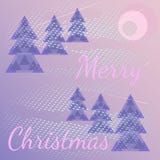 Karikaturhintergrund mit Weihnachtsbäumen, Schneesturm Text-frohe Weihnachten lizenzfreie abbildung Karikaturhintergrund mit Weihnachtsbäumen, Schneesturm Text-frohe Weihnachten lizenzfreie abbildung