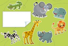 Karikaturtiere - Aufkleber - Illustration für die Kinder Stockfoto Karikaturtiere - Aufkleber - Illustration für die Kinder Stockfoto