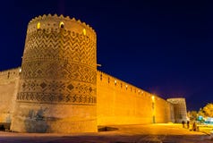 Karim Khan-citadel bij nacht in Shiraz, Iran stock foto's Karim Khan-citadel bij nacht in Shiraz, Iran stock foto's