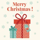 Karte der frohen Weihnachten mit Geschenkboxen stock abbildung Karte der frohen Weihnachten mit Geschenkboxen stock abbildung