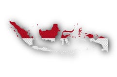 Karte und Flagge von Indonesien auf altem Leinen stock abbildung Karte und Flagge von Indonesien auf altem Leinen stock abbildung