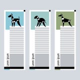 Kartenstapel mit den stilisierten Hunderassen von bedlington, Airedaleterrier und Dobermann auf einem grafischen Hintergrund Vekt stock abbildung Kartenstapel mit den stilisierten Hunderassen von bedlington, Airedaleterrier und Dobermann auf einem grafischen Hintergrund Vekt stock abbildung