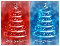 Kartka z pozdrowieniami z abstrakcjonistyczną muzykalną choinką z notatkami i treble clef, ilustracja wektor Kartka z pozdrowieniami z abstrakcjonistyczną muzykalną choinką z notatkami i treble clef, ilustracja wektor