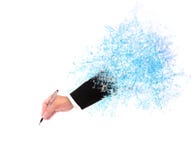 Kartoteka ręka biznesowego mężczyzna writing przez chełbotanie wody dowcipu fotografia stock Kartoteka ręka biznesowego mężczyzna writing przez chełbotanie wody dowcipu fotografia stock