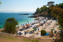 Kassiopi strand, Korfu ö, Grekland arkivbild Kassiopi strand, Korfu ö, Grekland arkivbild