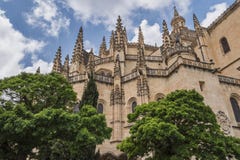 Katedra Segovia lub dzwoniąca prawidłowo w hiszpańszczyznach zdjęcie royalty free Katedra Segovia lub dzwoniąca prawidłowo w hiszpańszczyznach zdjęcie royalty free